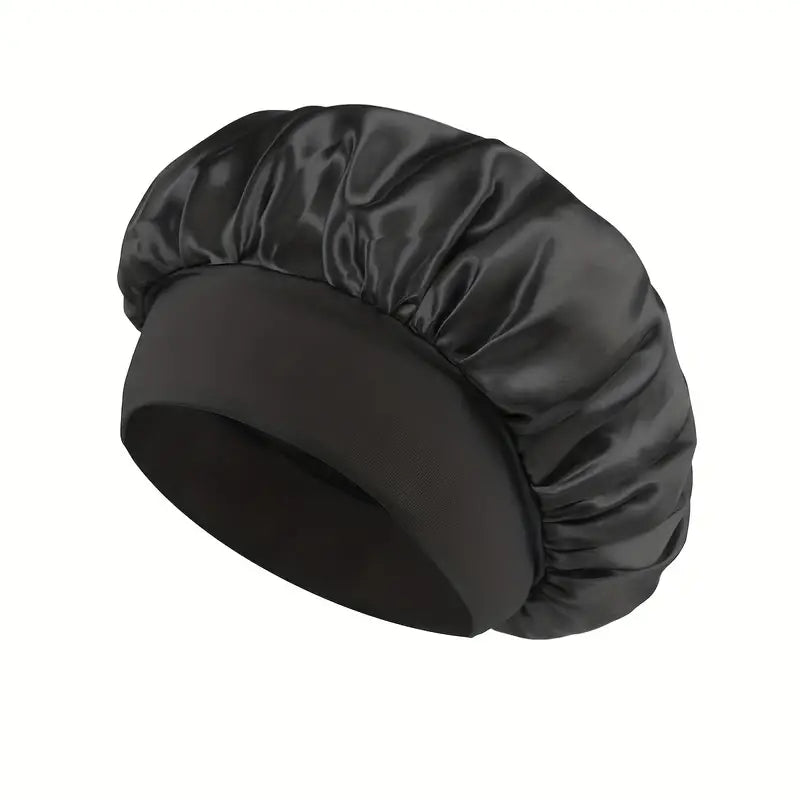 1pc Satin Bonnet for Sleeping - Black - Regular